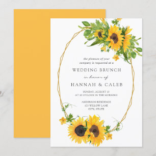 Invitation Sunflower Gold Cadre géométrique Mariage Brunch