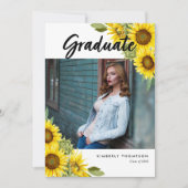 Invitation Sunflower Graduation Photo Rustic Floral QR Code (Devant)