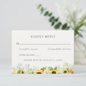 Invitation Sunflower Greenery Wedding Réponse du RSVP (Debout devant)