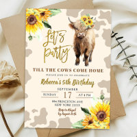 Sunflower Highland Cow Farm Girls Anniversaire