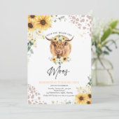 Invitation Sunflower Holy Cow Highland Cow fête d'anniversair (Debout devant)