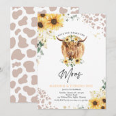 Invitation Sunflower Holy Cow Highland Cow fête d'anniversair (Devant / Derrière)