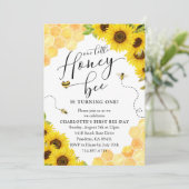 Invitation Sunflower Honey Bee Premier anniversaire (Debout devant)