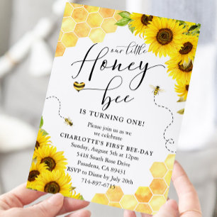 Invitation Sunflower Honey Bee Premier anniversaire