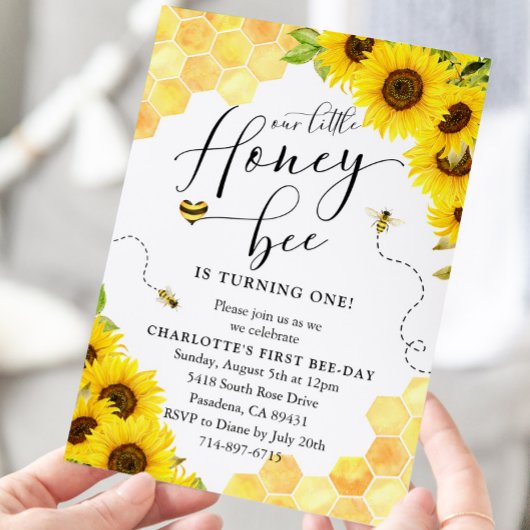 Invitation Sunflower Honey Bee Premier anniversaire