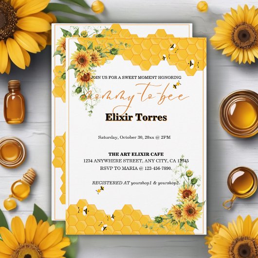 Invitation Sunflower Honeycomb Baby shower de la mère à l'abe