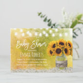 Invitation Sunflower Jar Rustique Floral Aquarelle Baby showe (Debout devant)