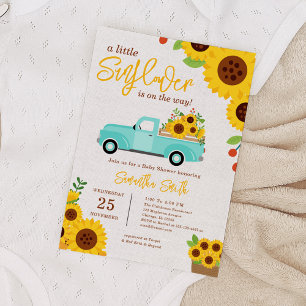 Invitation Sunflower Jaune Camion Automne Baby shower garçon