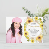Invitation Sunflower jaune or floral Quinceanera photo (Debout devant)