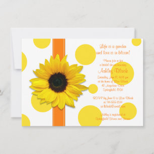 Invitation Sunflower Jaune Orange Polka Dot Fête des mariées