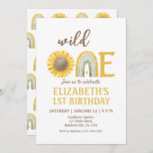 Invitation Sunflower Jaune Wild Un 1er anniversaire (Devant / Derrière)