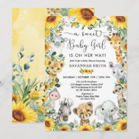 Sunflower Jungle Safari Animaux Fille Baby shower