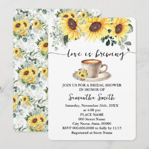 Invitation Sunflower Love est en train de brasser Douche Café