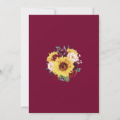 Invitation Sunflower Marsala Fall Burgundy Gold Mariage (Dos)