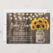 Invitation Sunflower Mason Jar Baby shower rustique en bois (Devant)
