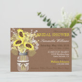 Invitation Sunflower Mason Jar Burlap Fête de l'mariée russe (Debout devant)