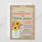 Invitation Sunflower Mason Jar Burlap Fête des mariées (Devant)