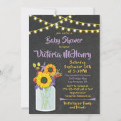 Invitation Sunflower Mason Jar Chalkboard Baby shower (Devant)