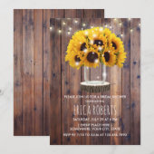 Invitation Sunflower Mason Jar Grange Bois Fête des mariées r (Devant / Derrière)
