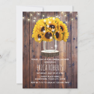Invitation Sunflower Mason Jar Grange Bois Fête des mariées r