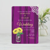 Invitation Sunflower Mason Jar Rustique Mariage (Debout devant)