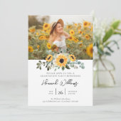 Invitation Sunflower Modern Photo Graduation Party (Debout devant)