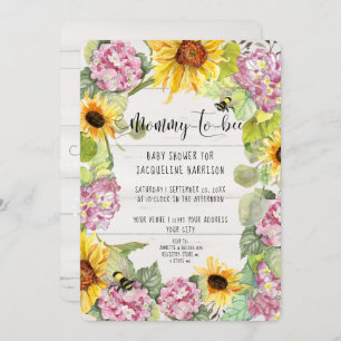 Invitation Sunflower Mommy to Bee Rose Hydrangeas Douche