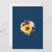 Invitation Sunflower Navy Blue Gold Burgundy Floral Mariage (Dos)