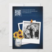 Invitation Sunflower Navy Blue Photo QR Code Fête des mariées (Dos)