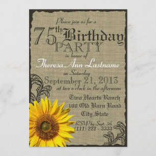 Invitation Sunflower Ouest Rustique 75e anniversaire