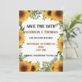 Invitation Sunflower Personalised Wedding Save The Date Card (Debout devant)
