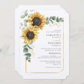 Invitation Sunflower QR Code Mariage tout-en-un (Devant / Derrière)