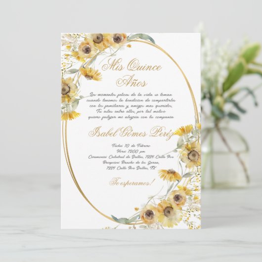 Invitation Sunflower Quinceañera (Debout devant)