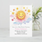 Invitation Sunflower Radiance Boho Baby shower fille (Debout devant)