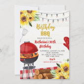 Invitation Sunflower Red En vichy Jardin Bbq Anniversaire (Devant)