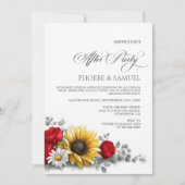Invitation Sunflower Red Rose Floral Wedding After Party (Devant)