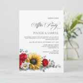 Invitation Sunflower Red Rose Floral Wedding After Party (Debout devant)