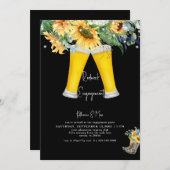 Invitation Sunflower Redneck Boots Black Engagement Party (Devant / Derrière)