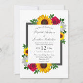 Invitation Sunflower Rose Daisy Automne Floral Mariage (Devant)