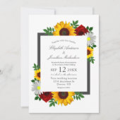 Invitation Sunflower Rose Daisy Automne Floral Mariage (Devant)