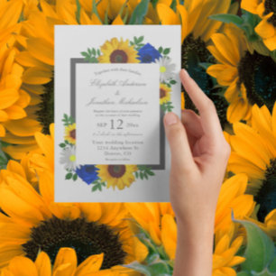 Invitation Sunflower Rose Daisy Automne Floral Mariage