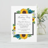 Invitation Sunflower Rose Daisy Floral Anniversaire (Debout devant)