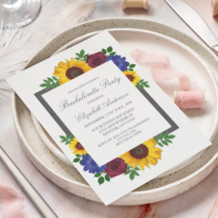 Invitation Sunflower Rose Floral Bachelorette Party