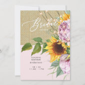 Invitation Sunflower rose Floral Burlap Fête des mariées rust (Devant)
