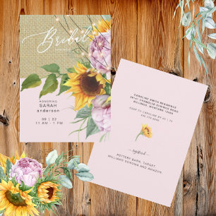 Invitation Sunflower rose Floral Burlap Fête des mariées rust