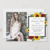 Invitation Sunflower Rose Floral Graduation Party (Devant)
