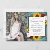 Invitation Sunflower Rose Floral Graduation Party (Devant)