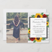 Invitation Sunflower Rose Floral Graduation Party (Devant)