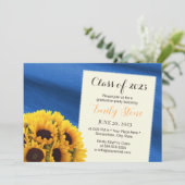 Invitation Sunflower Royal Blue Élégant Graduation Party (Debout devant)