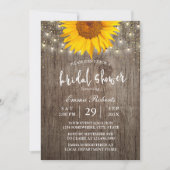 Invitation Sunflower Rustic Bois String Fête des mariées (Devant)